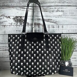 Coach 35025 Shoulder Bag Badlands Black White Floral Ward Tote Work Purse Laptop